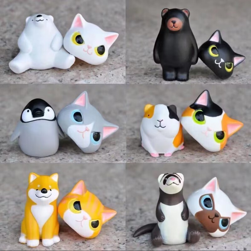 6 Types of Camouflage Cat Figures, Animal Cat Costumes, Headgear, Cross-Dressing Shiba Inu Guinea Pig Creative Landscaping Dolls