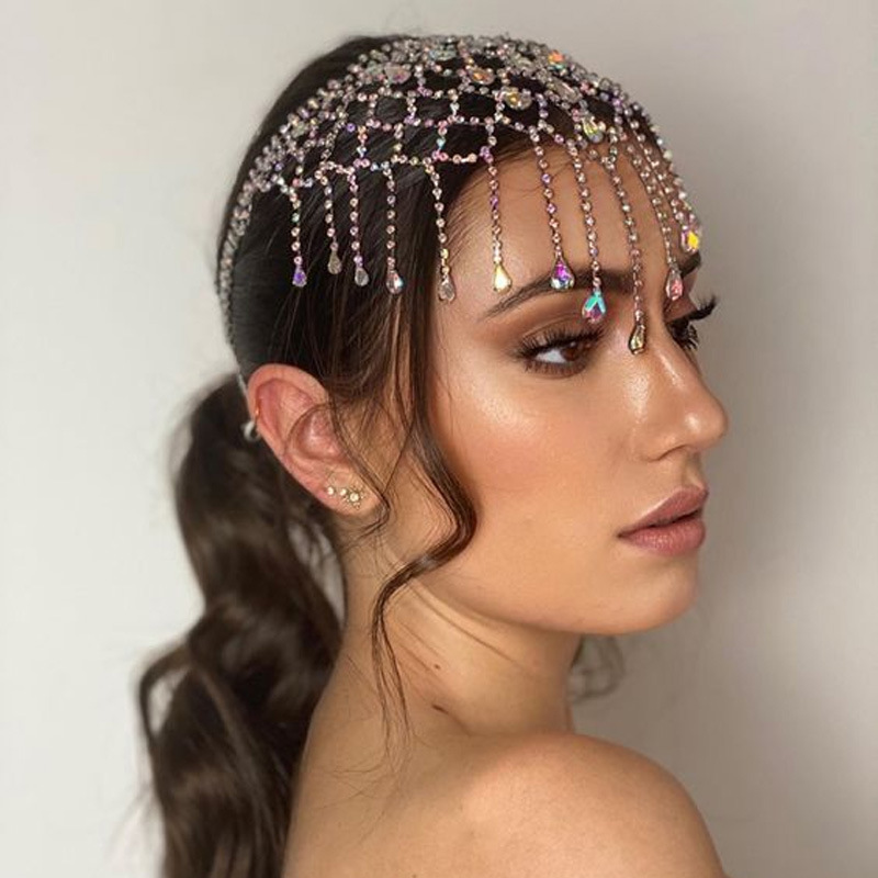 Gold Rhinestone Tassel Hair Accessory