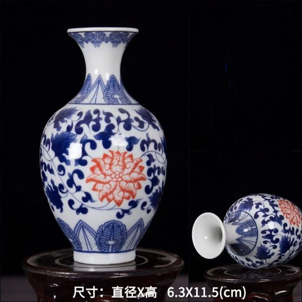 Vaso de escritorio de cerámica de porcelana pequeña boca mini hidroponía de flores retrógradas botellas de flores de porcelana