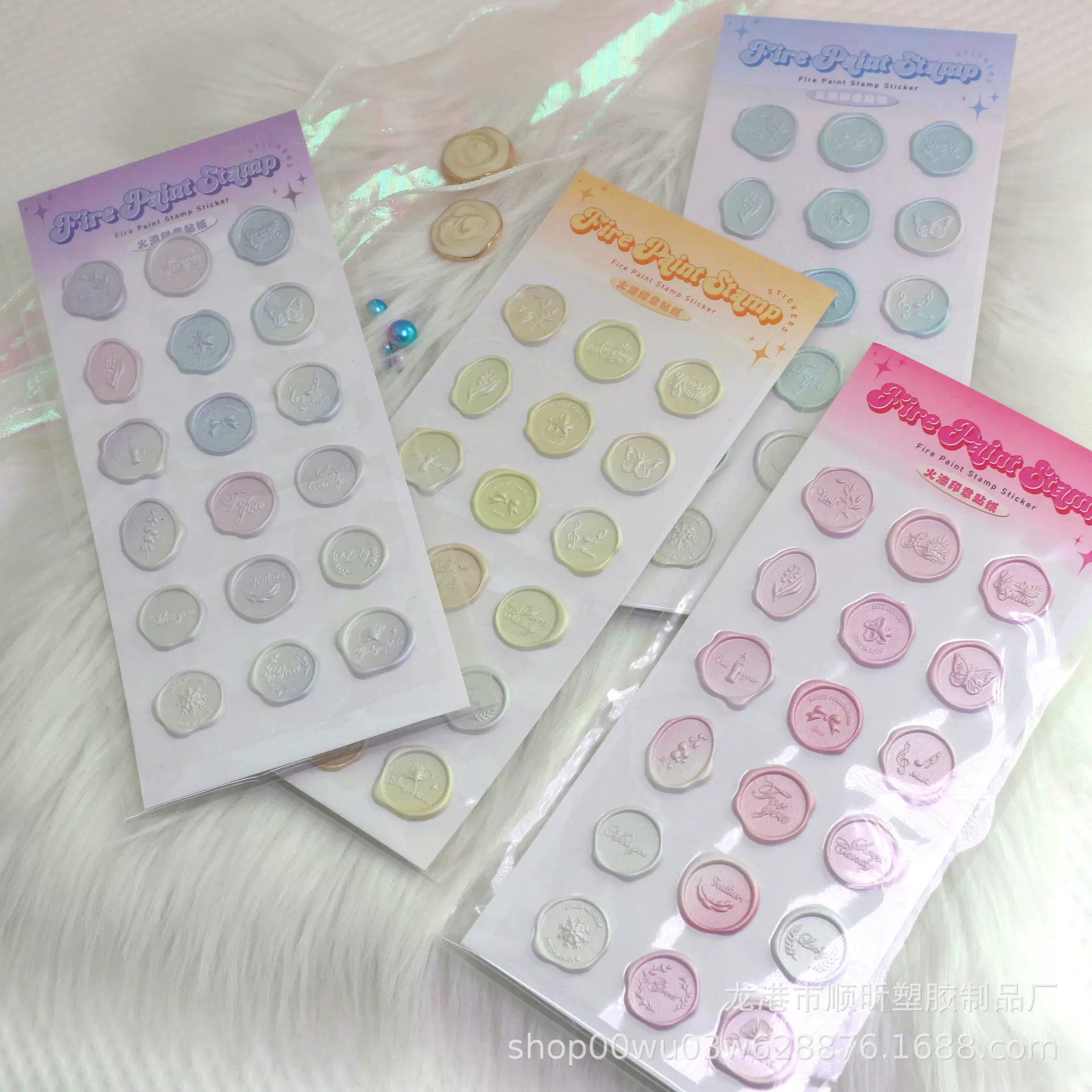 现货仿火漆印章贴纸立体感手账信封封口自粘贴纸咕卡女孩学生贴纸