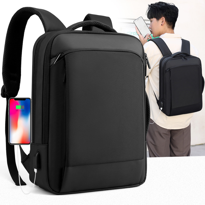 Nueva mochila de negocios simple transfronteriza versátil bolsa de computadora portátil de viaje multi-capas para hombres bolso USB