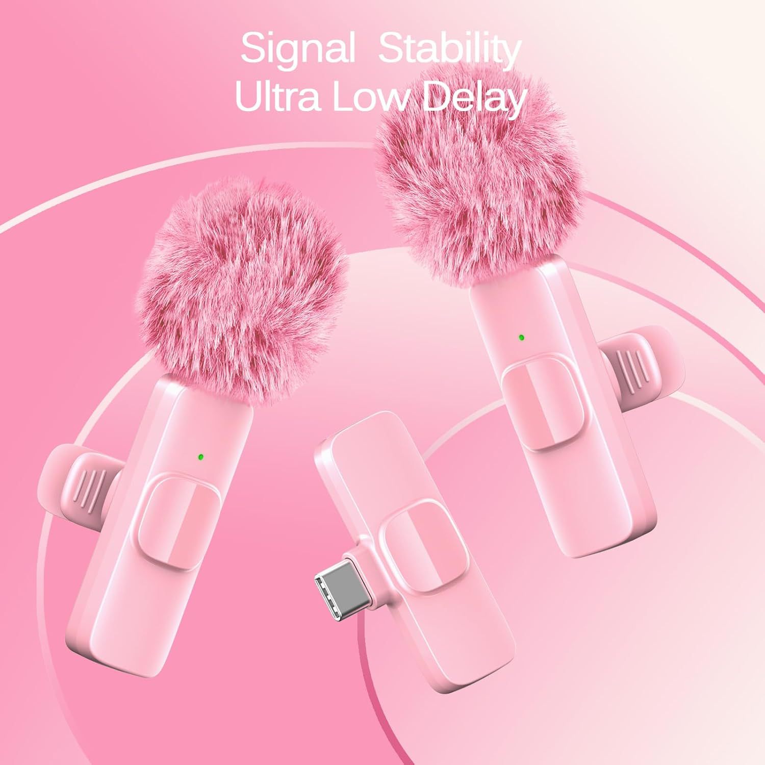 K1 wireless lavalier microphone, pink, noise reduction and reverb