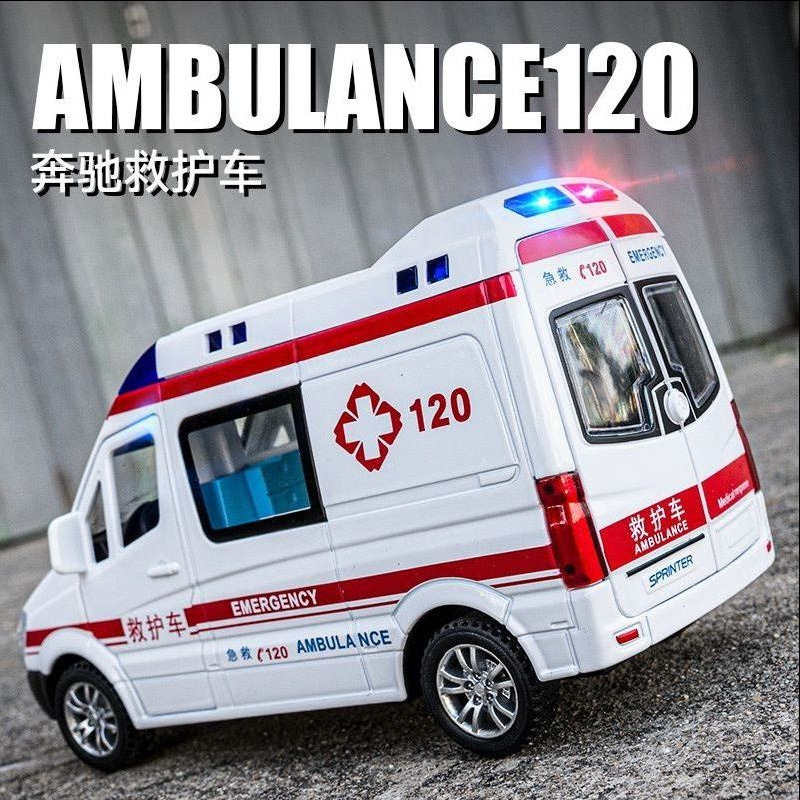 Ambulance Toy for Boys, Oversized Realistic Doctor Alloy Police Car Model, Fire Truck, Children's Toy Car