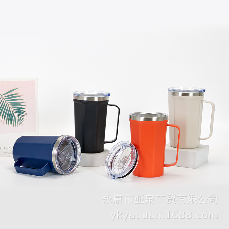 Taza de mango de vacío de doble capa transfronteriza Taza de aislamiento de coche portátil taza de café de mantenimiento en frío taza de oficina personalizada