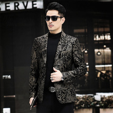 一件代发海宁真皮皮衣男士西装外套绵羊皮印花新款西服皮草秋冬季