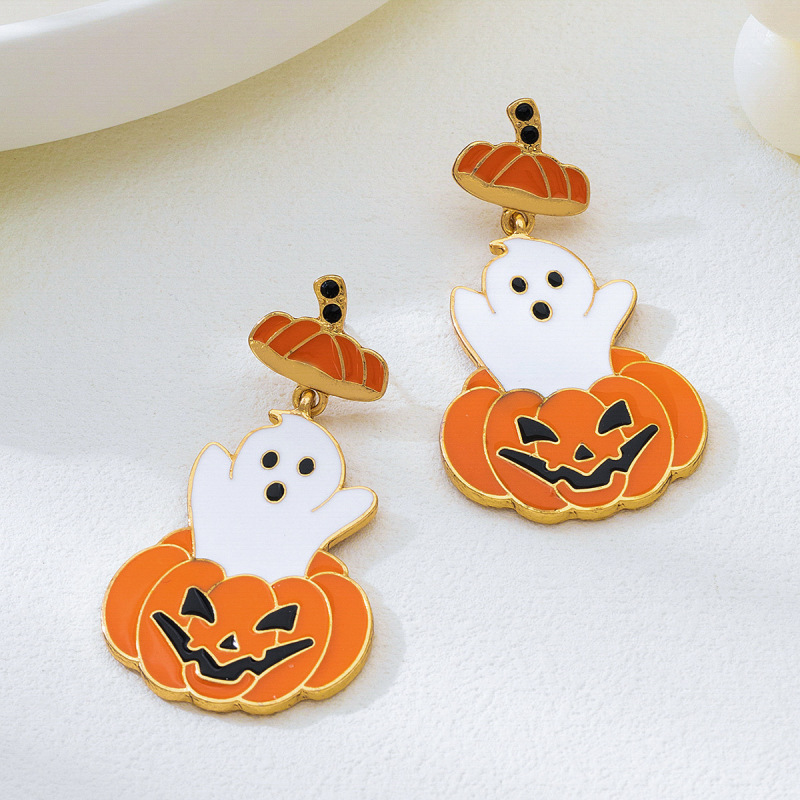 ヨーロッパとアメリカのクロスボーダーレディースハロウィンファッションさまざまなシンプルなニッチデザイン新しいゴーストイヤリングパーティーパーティー|undefined