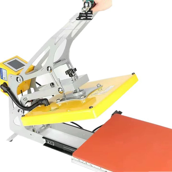 Полуавтоматическая 38x38cm плоский термоперевод высокого давления для одежды логотипа машина для горячего тиснения