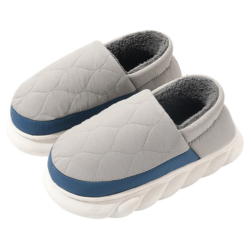 Men's winter indoor home warming cushioned slipper with thick sole and waterproof cotton, suitable for outdoor wear