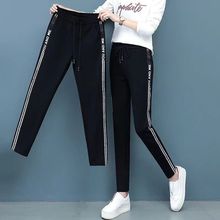春秋款侧条边运动女士休闲裤义乌女裤垂感妈妈裤新款中老年九分裤