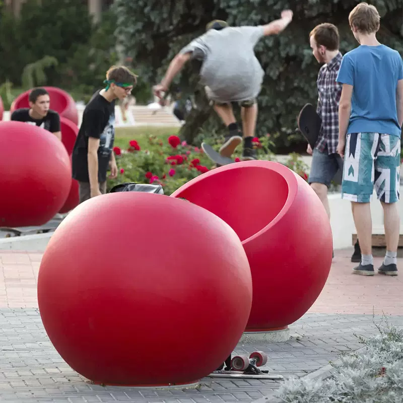 玻璃钢球形座椅户外休闲坐凳商场美陈公园地产景观休息区座椅组合