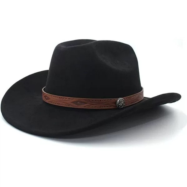 Amazon's Cross-Border Popular Suede Cowboy Hat for Men and Women, Classic Fashion Jazz Hat with Unique Fashion Hat Strap