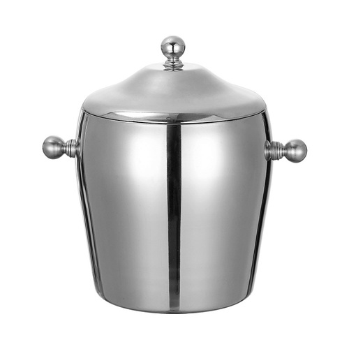 Stainless steel double-layer insulated ice bucket with carrying handle, lid, for bar, KTV, beer, red wine, champagne, ice cube bucket