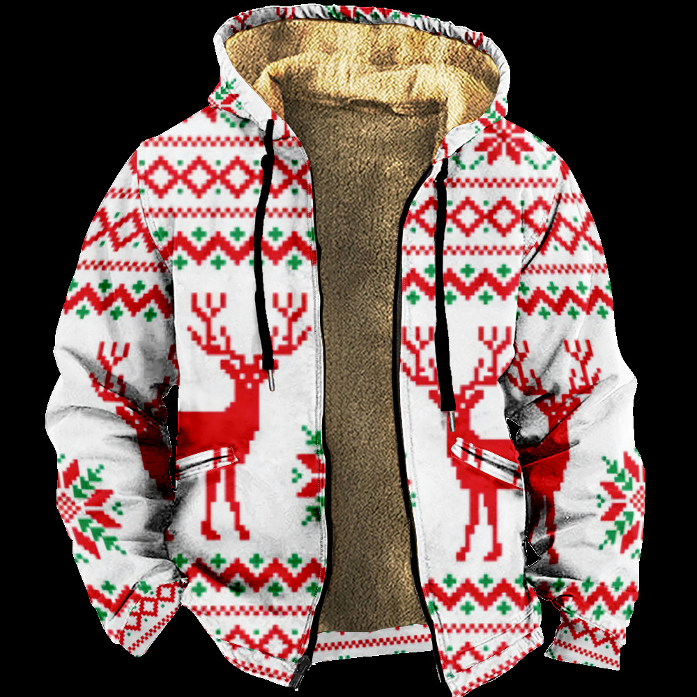 Ropa de invierno engrosada con forro polar transfronterizo Forro de doble capa de Santa Claus Chaqueta acolchada de algodón de terciopelo grueso Cremallera Bolsa de excavación Chaqueta acolchada de algodón cálido
