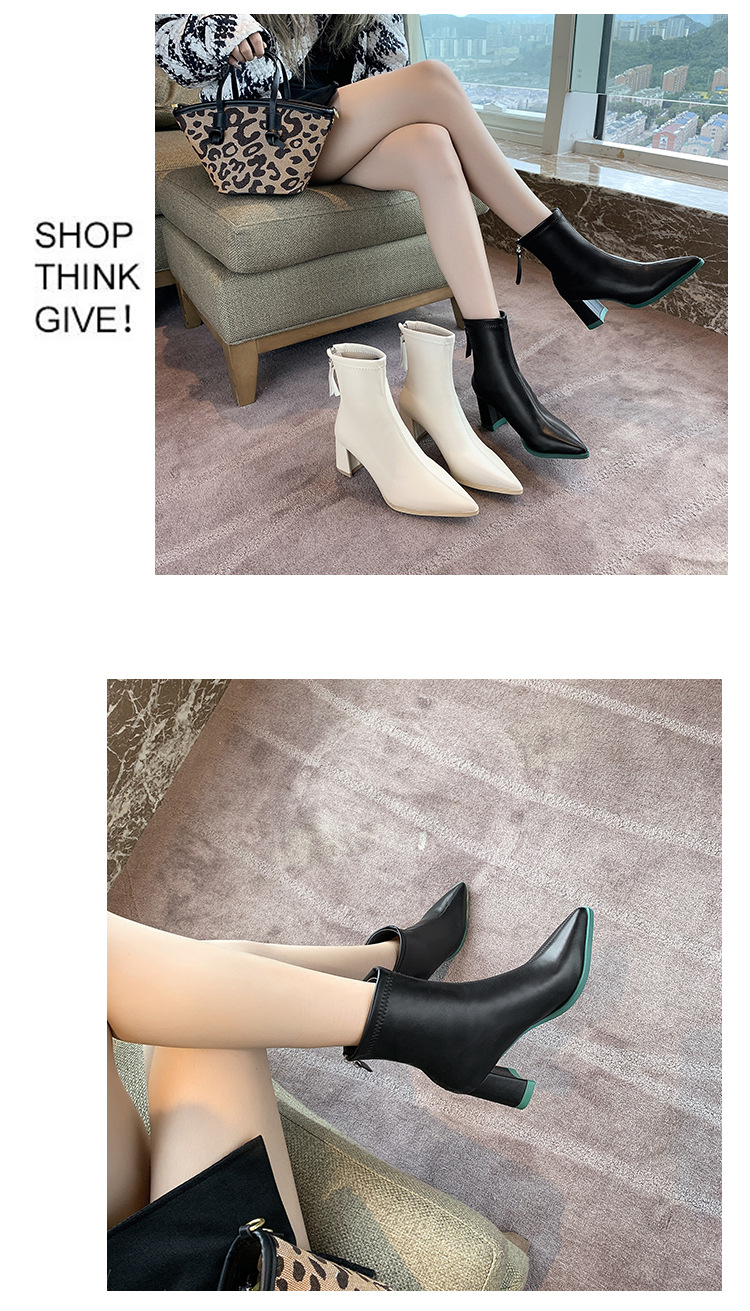 New highheeled boots autumn and winter nude boots plus velvet warm thin bootspicture5