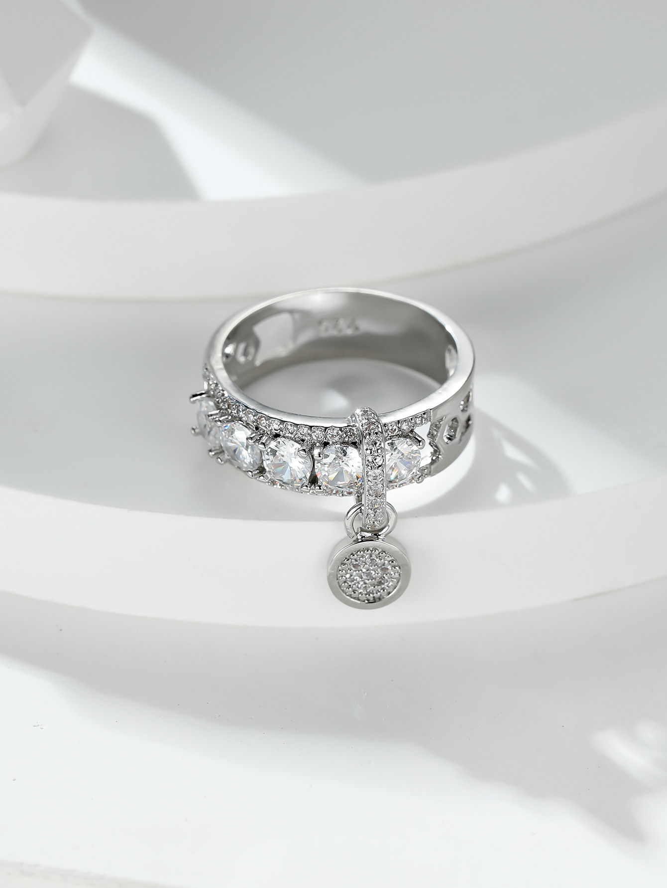 Fashion Geometric Copper Inlay Zircon Rings 1 Piece