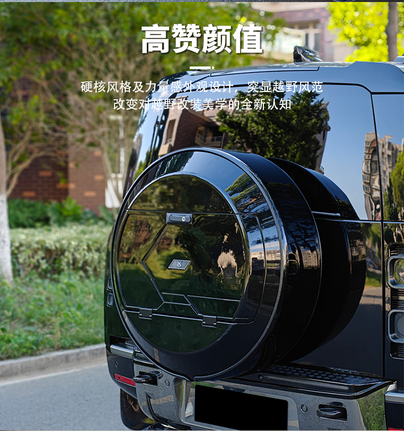 Suitable for the New Land Rover Defender Spare Tire Cover 90/110/130 Rear Tailgate All Black Spare Tire Cover Spare Tire Shell Modification