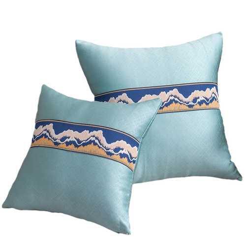 New Chinese style jacquard webbing sofa pillow living room simple light luxury pillow case lace embroidery waist back cushion pillow