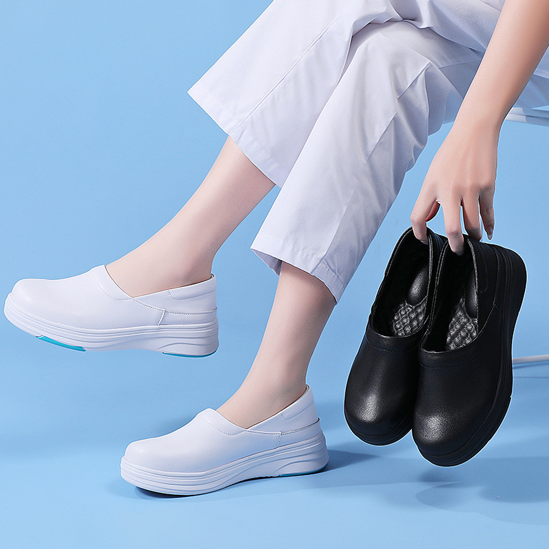 Spot zapatos de enfermera mujer transpirable suela suave, antideslizante, pies no cansados, suela gruesa, zapatos de trabajo negros médicos, comercio exterior transfronterizo