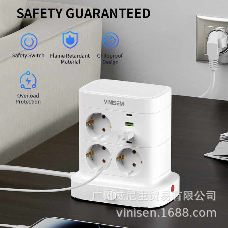 Comercio exterior transfronterizo Amazon enchufe vertical de torre multicapa de estilo europeo exportación creativa de placa de enchufe de cable USB estándar europeo