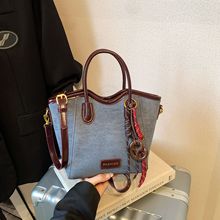 复古时尚麂皮绒水桶包包女跨境百搭休闲小众设计女手提斜挎托特包