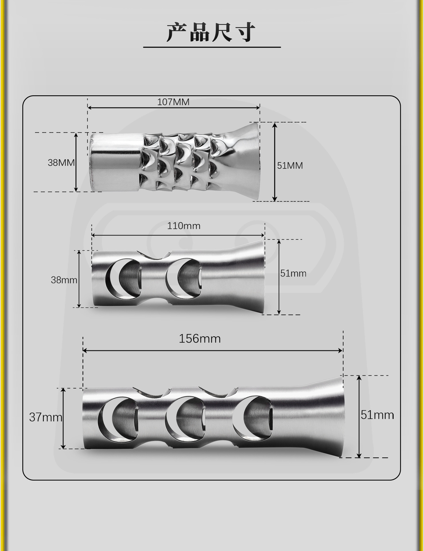 Motorcycle modified exhaust pipe silencer, stainless steel noise-reducing muffler, 51mm diameter universal back-pressure core silencer plug