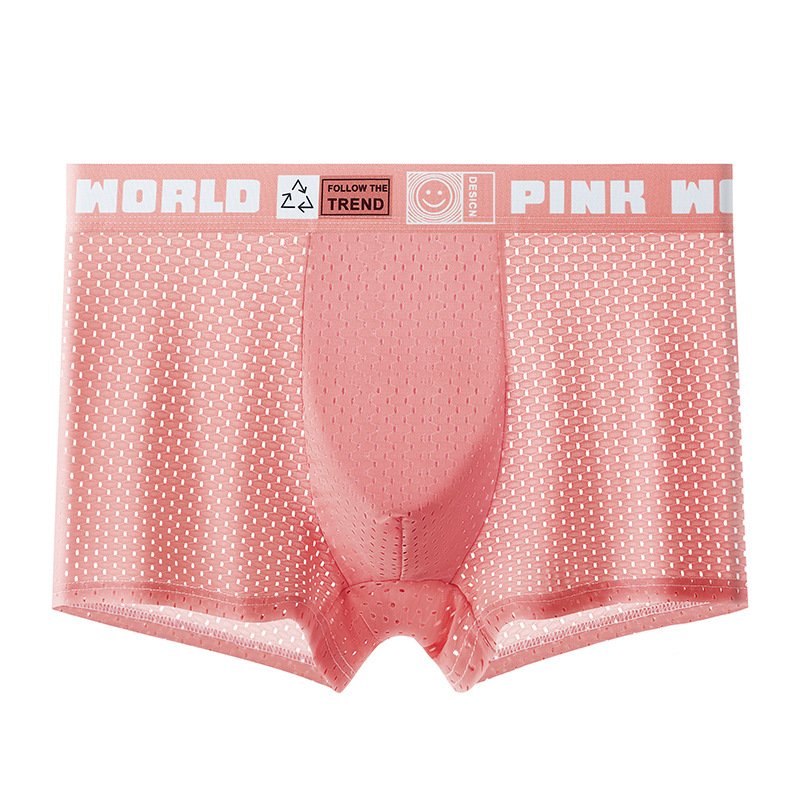 Ropa interior de seda de hielo de los hombres de verano fino Boxer shorts cabeza de malla transpirable deportes jóvenes niños Boxer shorts
