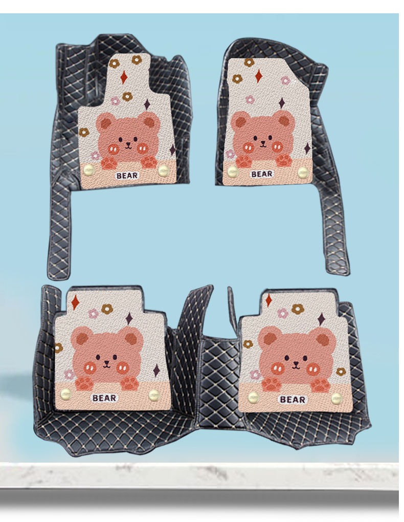 26 New Models Suitable for Great Wall Ora Good Cat Car Floor Mats, Snow White Coil Car Interior Cartoon Carpet Mats
