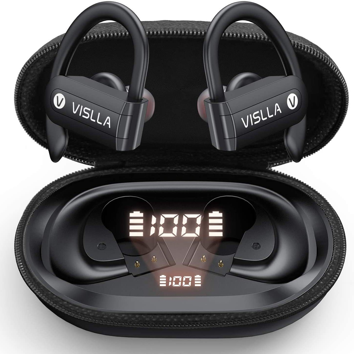 Vilslla S7 ear-mounted digital display Bluetooth headset sports 5.3 Bluetooth wireless headset ultra-long standby TWS