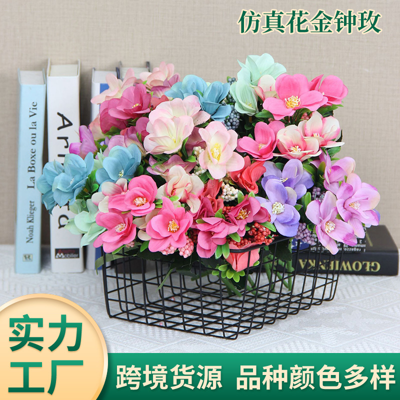 Cross-border special supply of oil painting golden bell rose fake flower rose silk flower wedding decoration home living room display artificial flowers