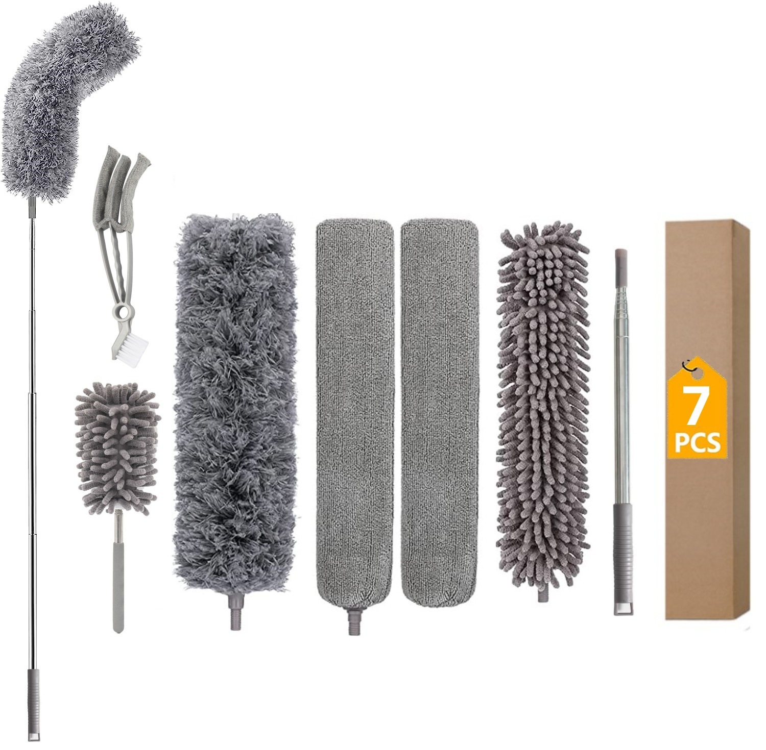 Actualización negrita varilla telescópica una varilla multi-Cabeza de microfibra chenille polvo plumero techo polvo cepillo plumero