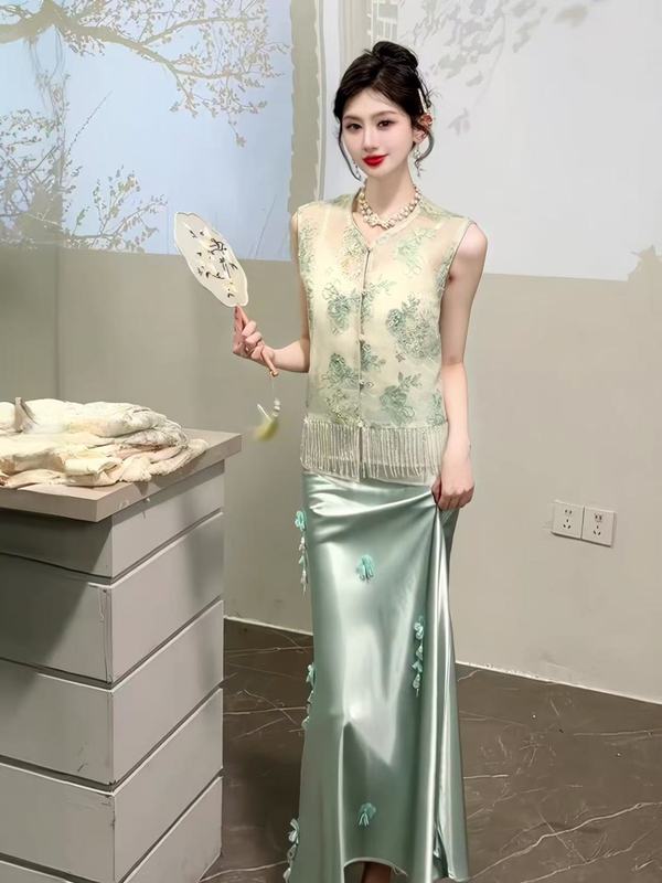 2025新款半身裙新中式国风新款高腰气质长裙刺绣中长款春夏裙子|undefined