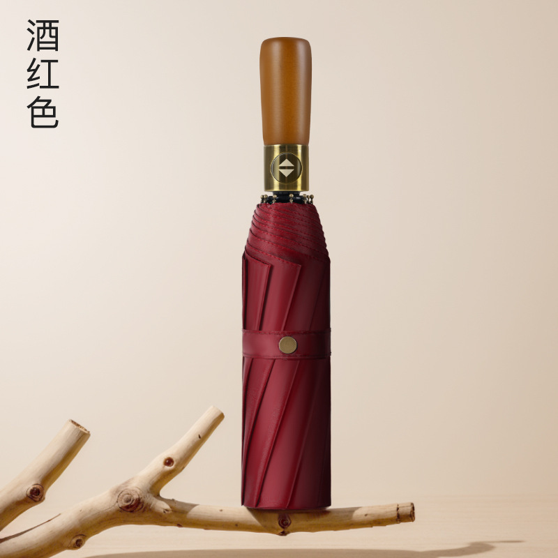 Paraguas plegables mango de madera totalmente automático resistente al viento vinil paraguas solar para hombres sol y lluvia doble uso regalos publicitarios paraguas personalizados