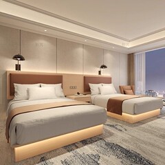 酒店床宾馆标间床出租房双人床可订卧室公寓单人床民宿落地全新品