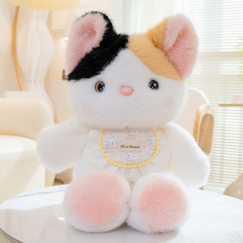 Correr animales pequeños conejos juguetes de peluche lindo gato de tres flores muñeca muñeca almohada regalo del día de los niños