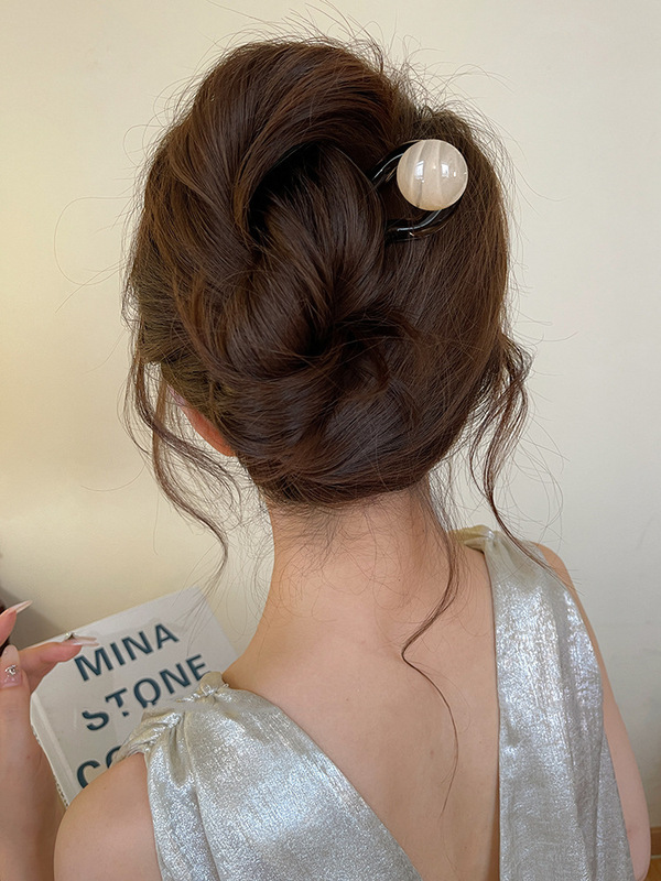 フレンチレトロU字型ヘアスタイルレディースハイエンドシンプルサマーボールヘアスタイルアクセサリー2025新作Lサイズ新作|undefined
