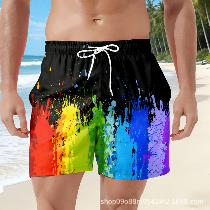 3D Printed Beach Shorts, Sports Fitness Quick-Dry Casual Beach Surfing Shorts, Five-Point Shorts, Burberry Beach Shorts