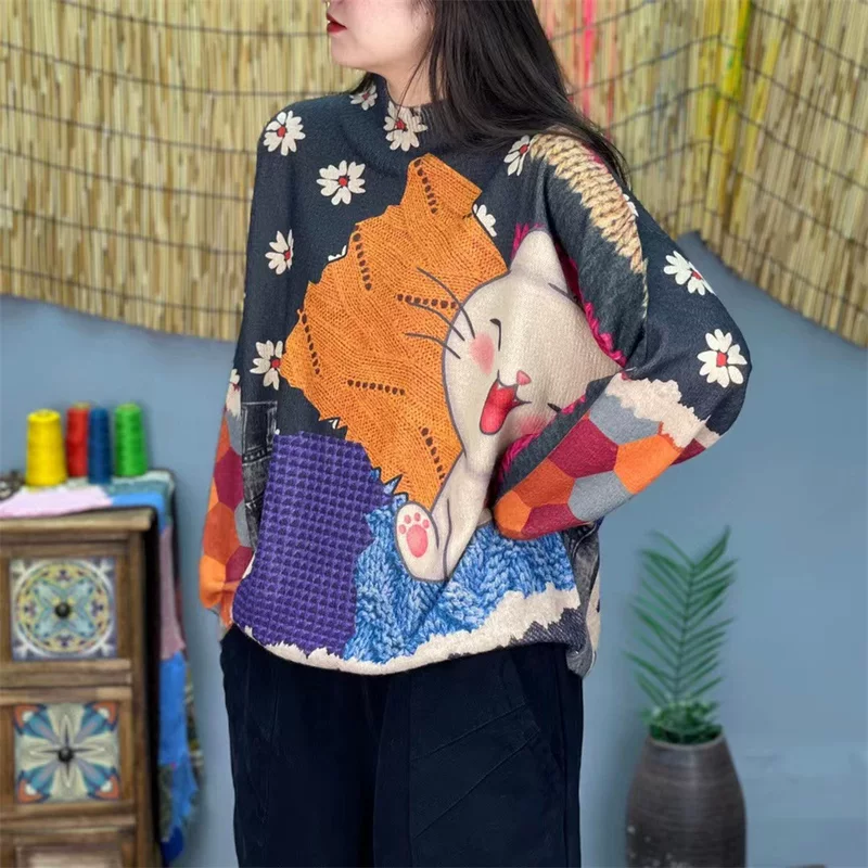 Knitted autumn fashionable sweater for leisure