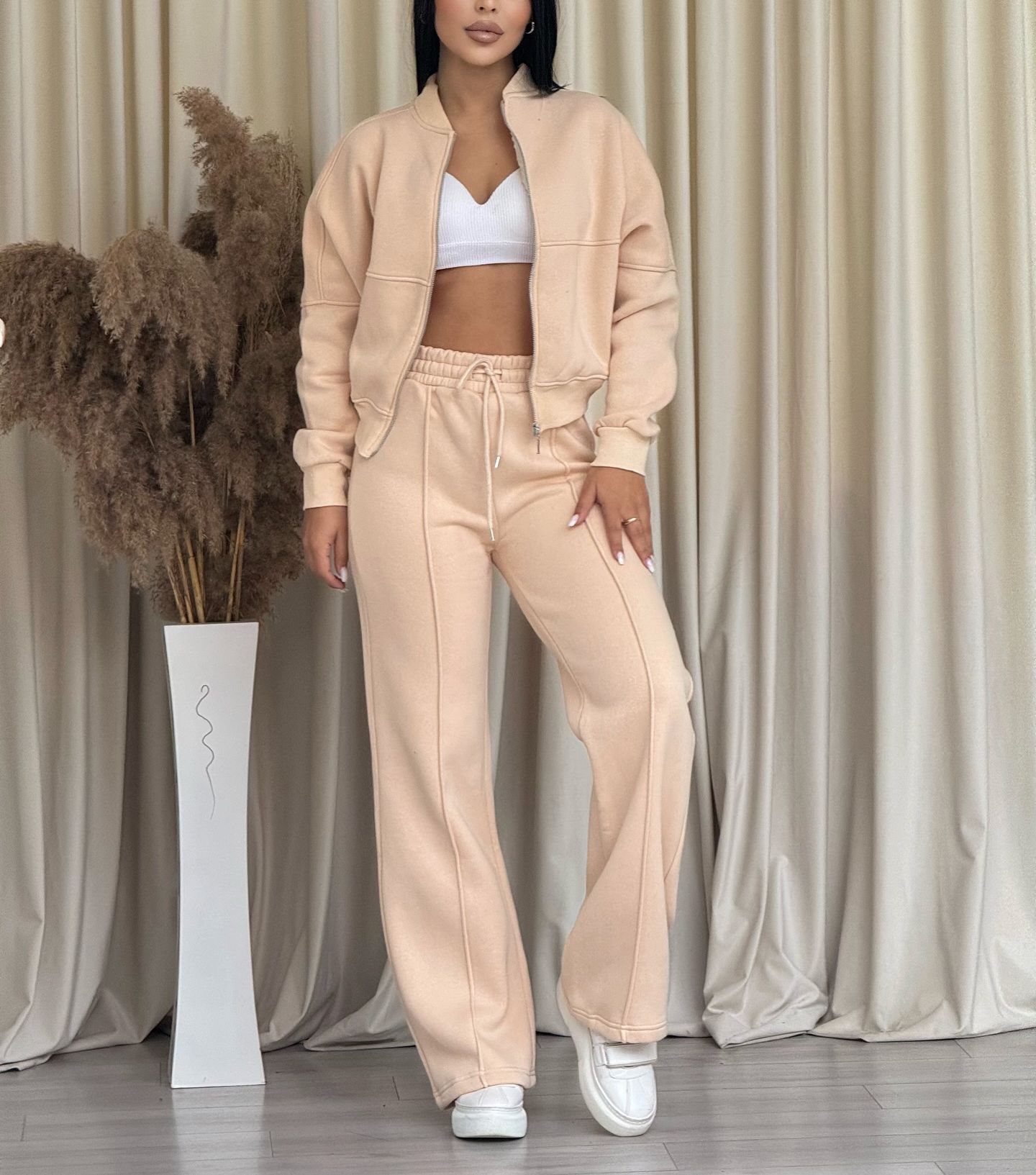 ​​Trendy Casual Lounge Set – Zip-Up Hoodie & Matching Jogger Pants (Pink, Blue, Grey, S-5XL)​​_voghion.com