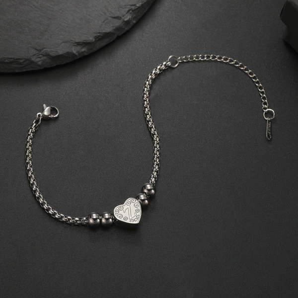 Classic bracelet stainless steel with letters