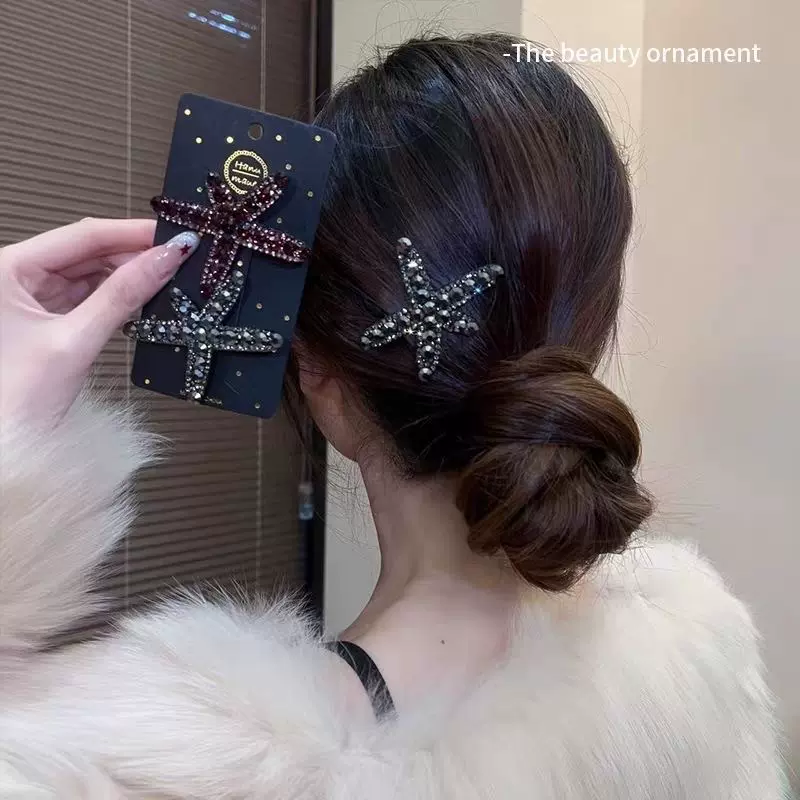 水钻海星发夹女2025新款前额碎发刘海夹侧边夹子高级感鸭嘴夹发饰