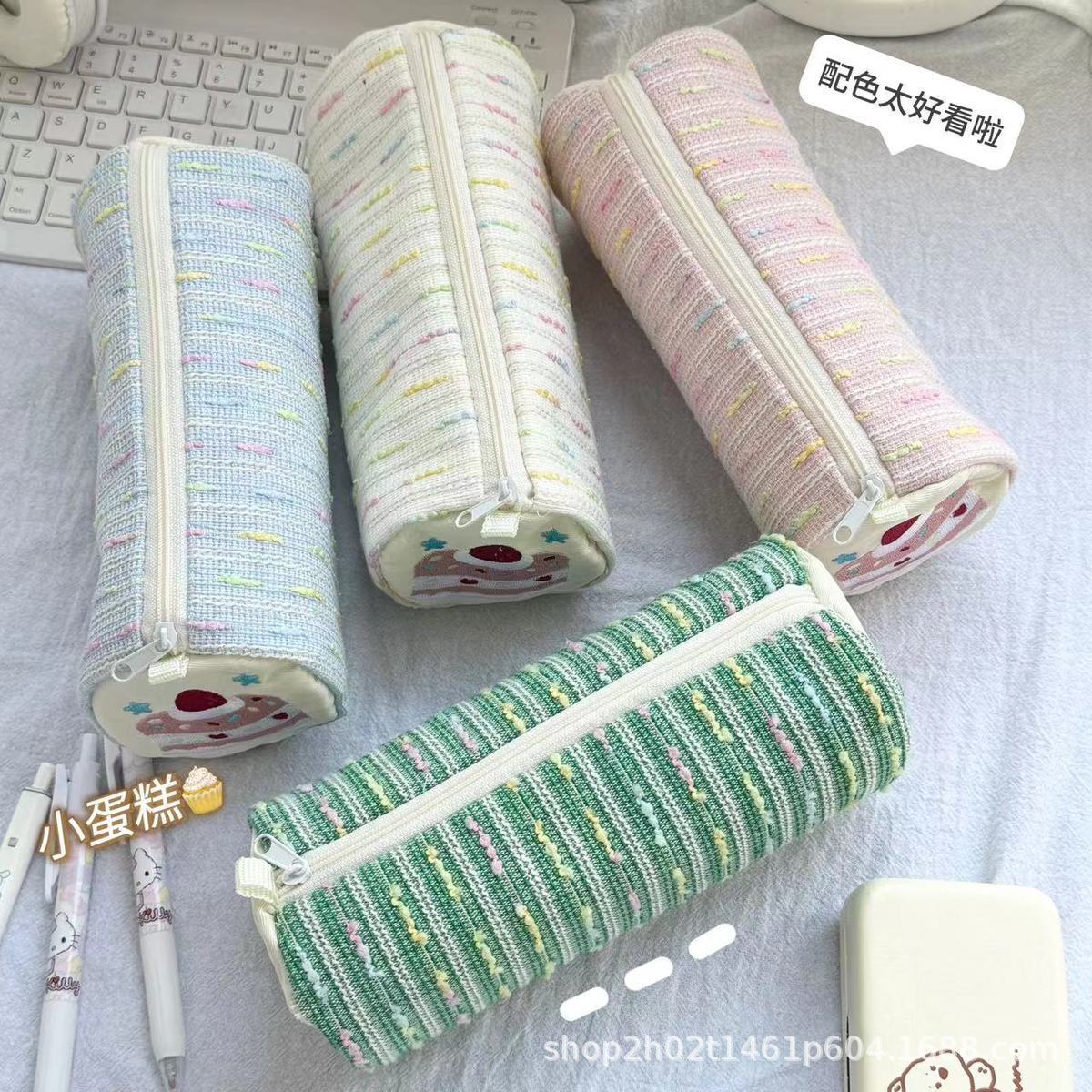 かわいいいちごケーキ筆袋大容量円筒文房具収納袋中高生小清新デスクトップ筆箱女