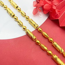 越南沙金高保色精品厚金10M空心车花男项链古法电镀霸气高级感