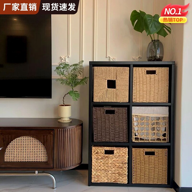 Steel Lattice Iron Art Hollow-Out Lattice Cabinet Children's Bookshelf Open Storage Free Combination Tv Cabinet Storage Cabinet