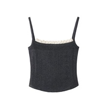 现货2025秋季新款美式露背修身显瘦手钩花针织衫吊带OG25Q21ZV079