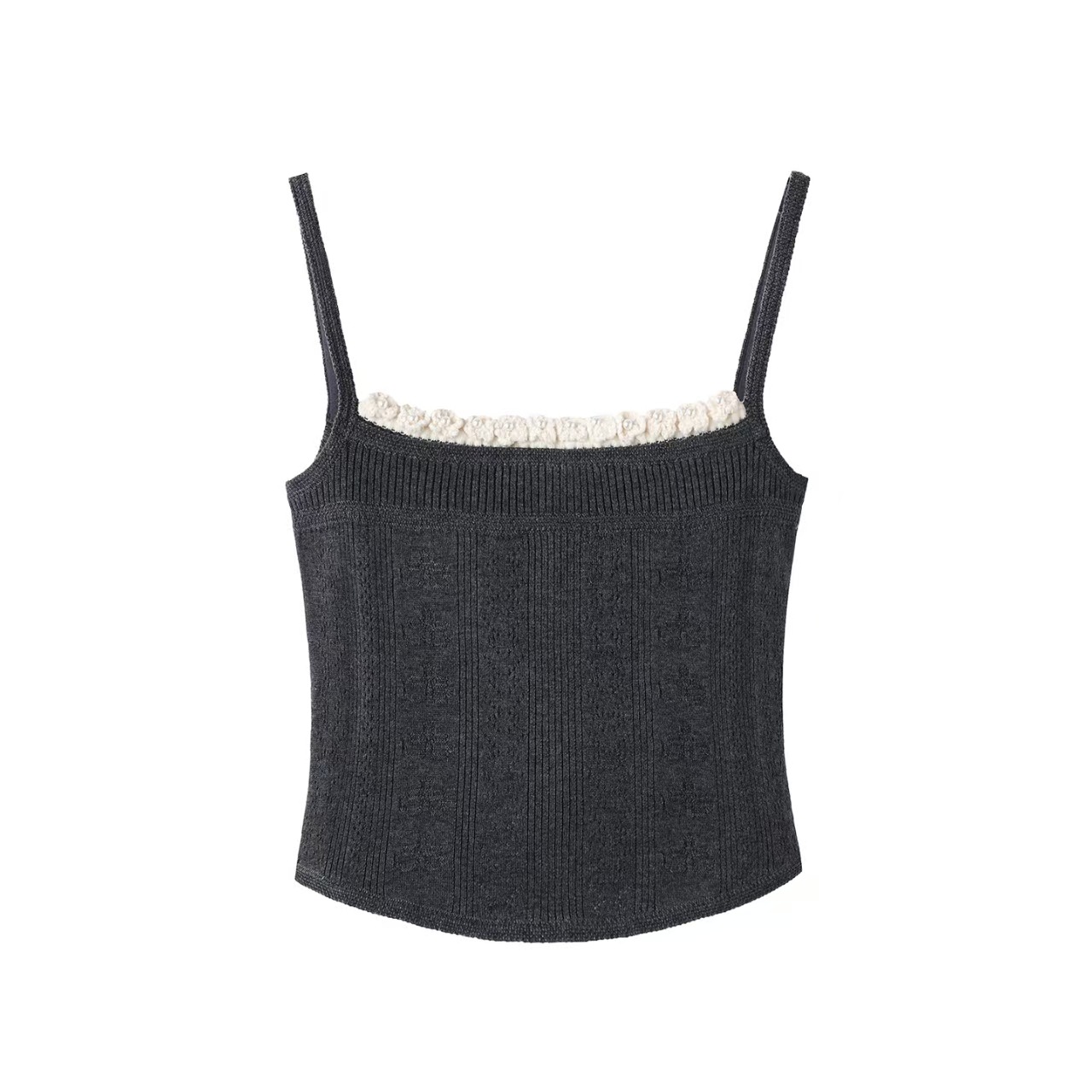 现货2025秋季新款美式露背修身显瘦手钩花针织衫吊带OG25Q21ZV079