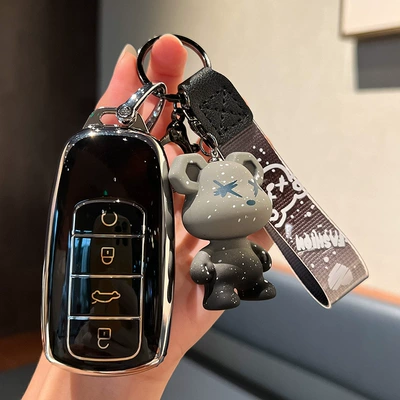 5 Pack Buckle Case — Car key bag - chery-h-smart-4-key-single-shell-black-grey-violence-bear-pendant
