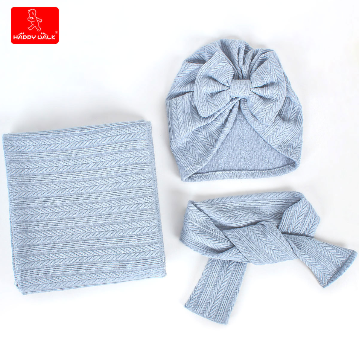 Baby swaddling bag towel blanket newborn polyester cotton solid color wheat grain blanket three-piece suit foreign trade cross-border