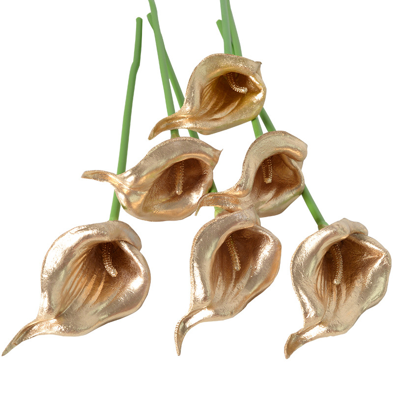 Simulación de flores, materiales de pu, flores falsas de oro y plata, flores decorativas creativas para el hogar de comercio exterior transfronterizo