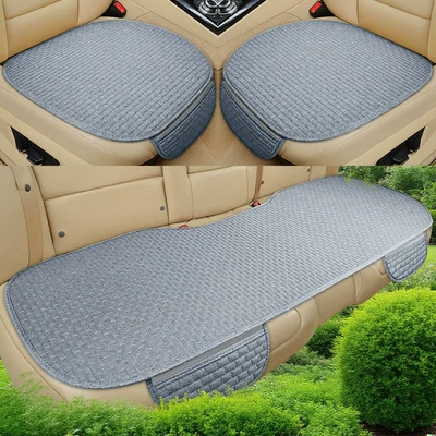 Seat Cushion, Breathable Cotton-Linen | Seat cushion, seat cover - lnh-small-bricks-elegant-gray-three-piece-set