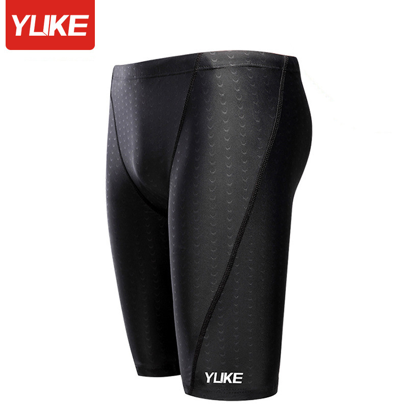 Swimming trunks men's quick-drying anti-embarrassment adult professional swimming training imitation shark skin five-point boxer swimming trunks wholesale